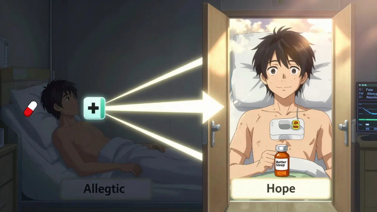 Split scene: left shows restricted pain care, right shows patient with relief and open pathways to wellness