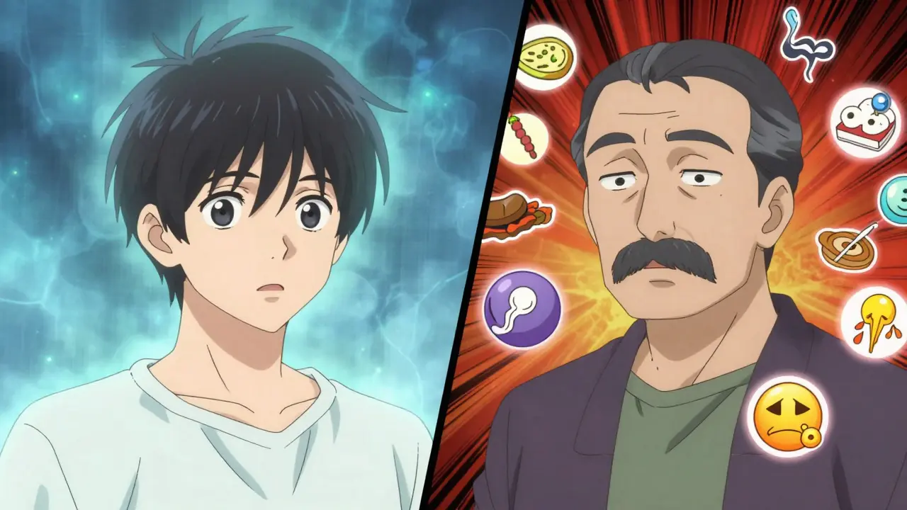 Anime characters showing genetic vs lifestyle cholesterol causes