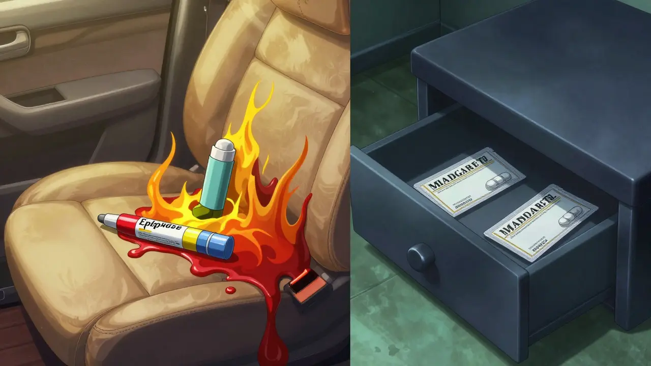 Anime style meds melting in hot car vs safe storage