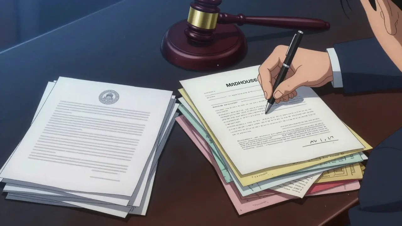Stressed attorney choosing between federal and state substitution forms