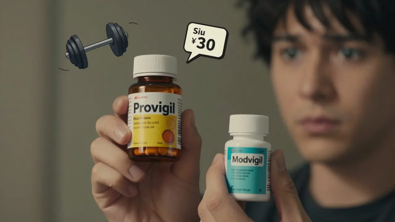 Character weighing cost differences between branded and generic modafinil